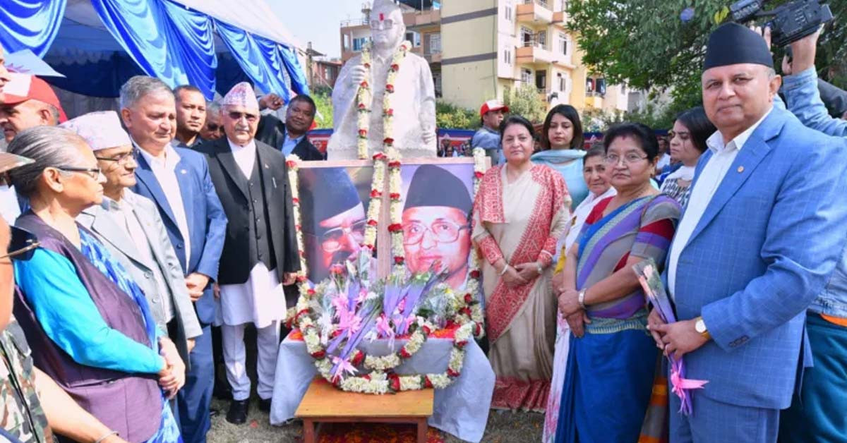 मदन–आश्रितप्रति भावपूर्ण श्रद्धाञ्जली व्यक्त गर्दै उच्च सम्मान व्यक्त प्रधानमन्त्री केपी शर्मा ओली